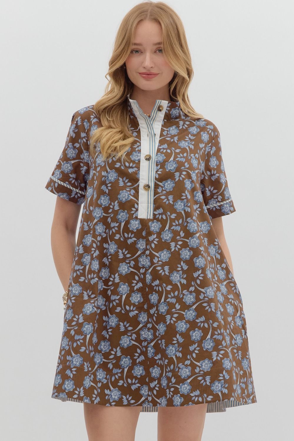 Floral High Neck Dress