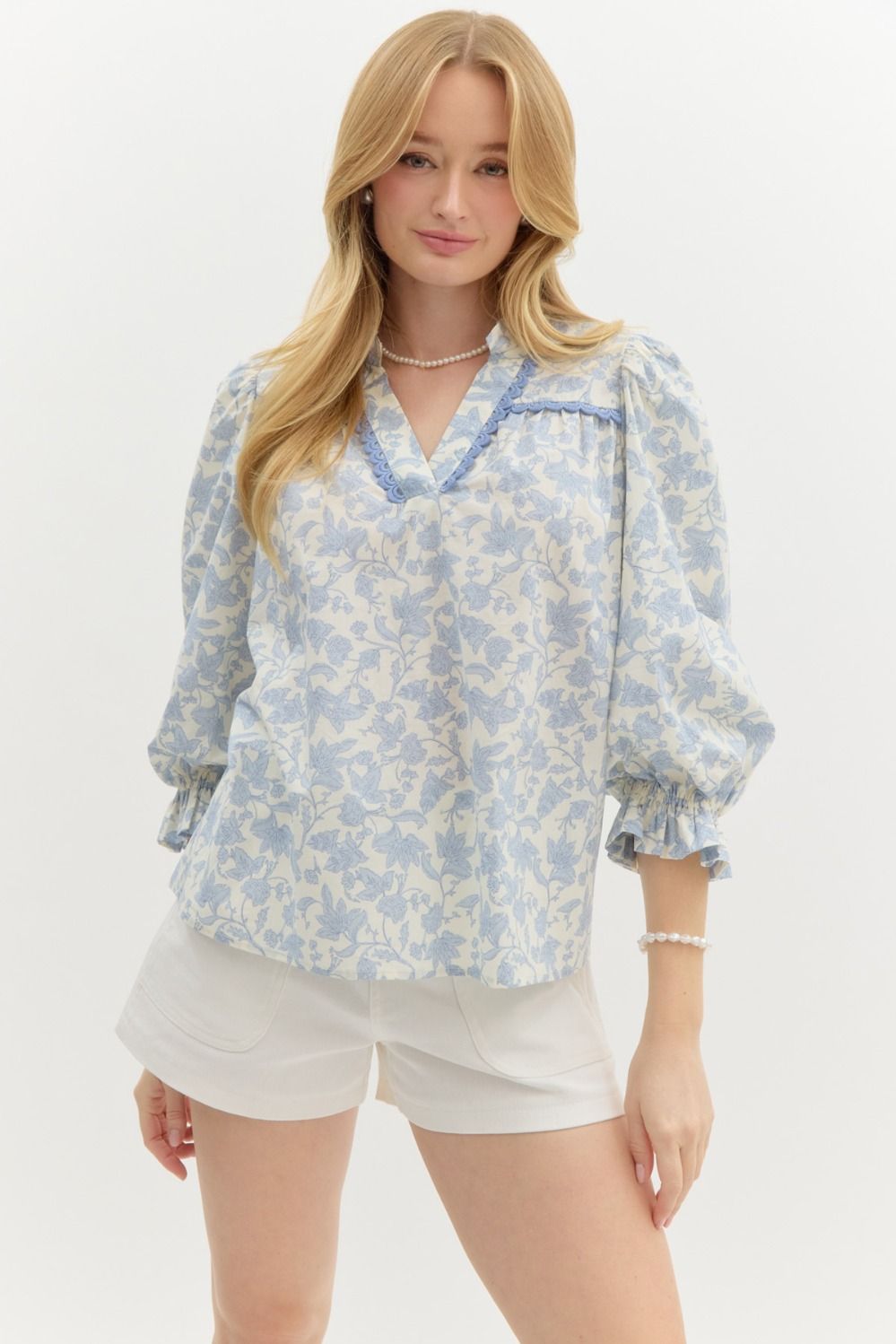 Floral Print 3/4 Sleeve Top