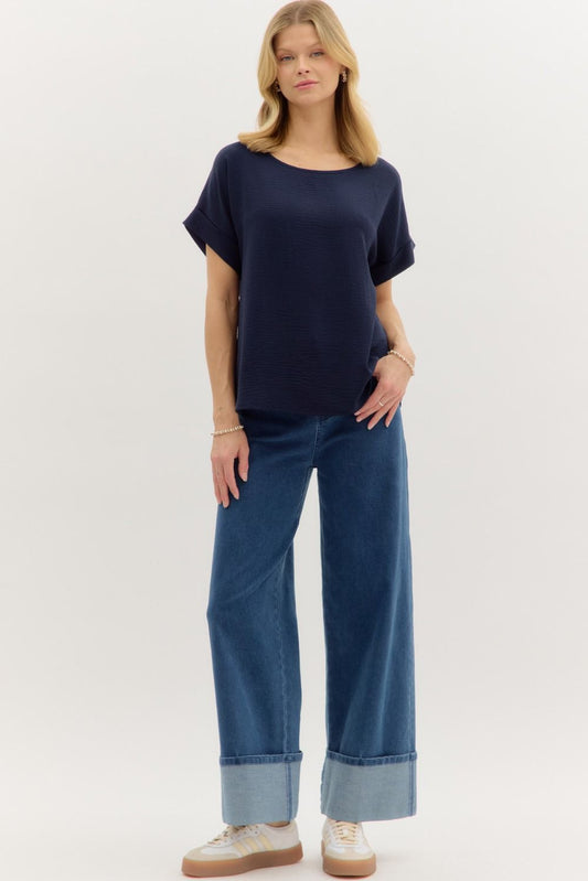 Textured Short Sleeve Topv