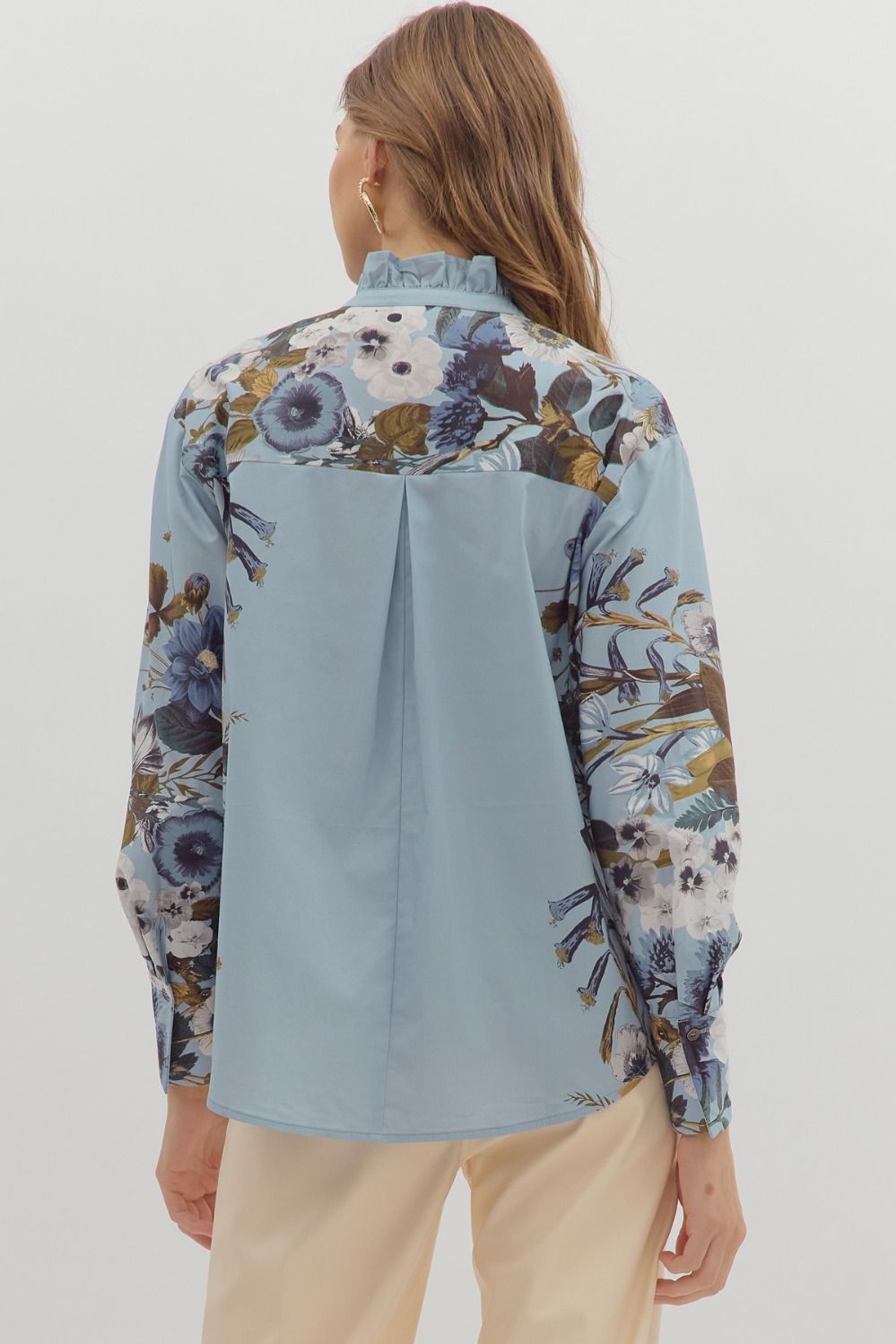 Chambray Button-Up Blouse