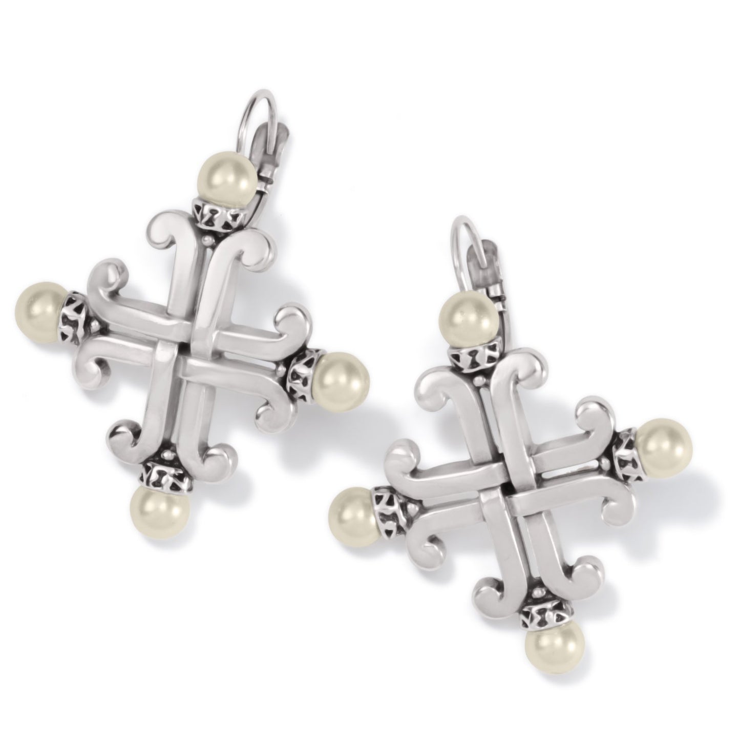 Taos Pearl Cross Leverback Earrings