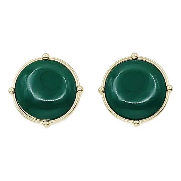 Stone w/ Gold Outline Stud Earrings