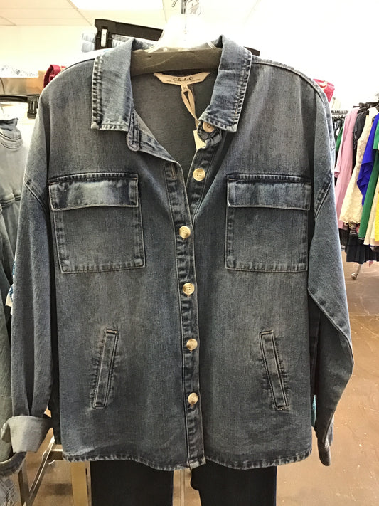 Charlie B Medium Blue Denim Top