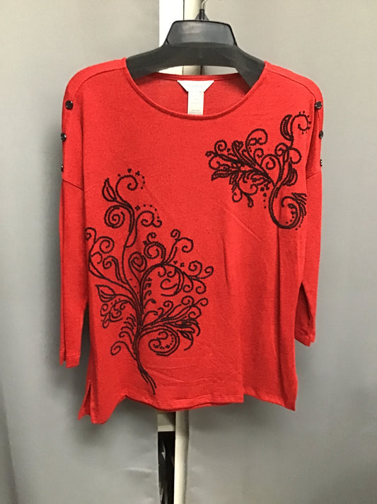 Multiples Dolman 3/4 Sleeve With Embellishment Top