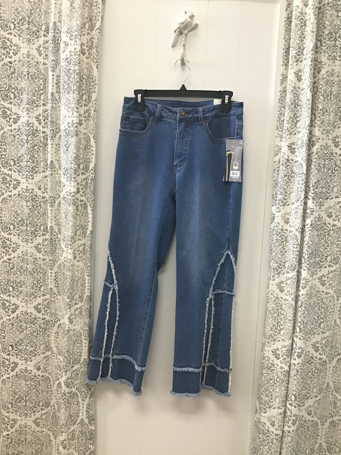 Flare Leg Crop Pant with Fringed Trim