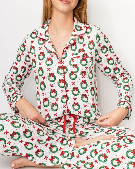 Clara Wreath Long Sleeve Button Up Set
