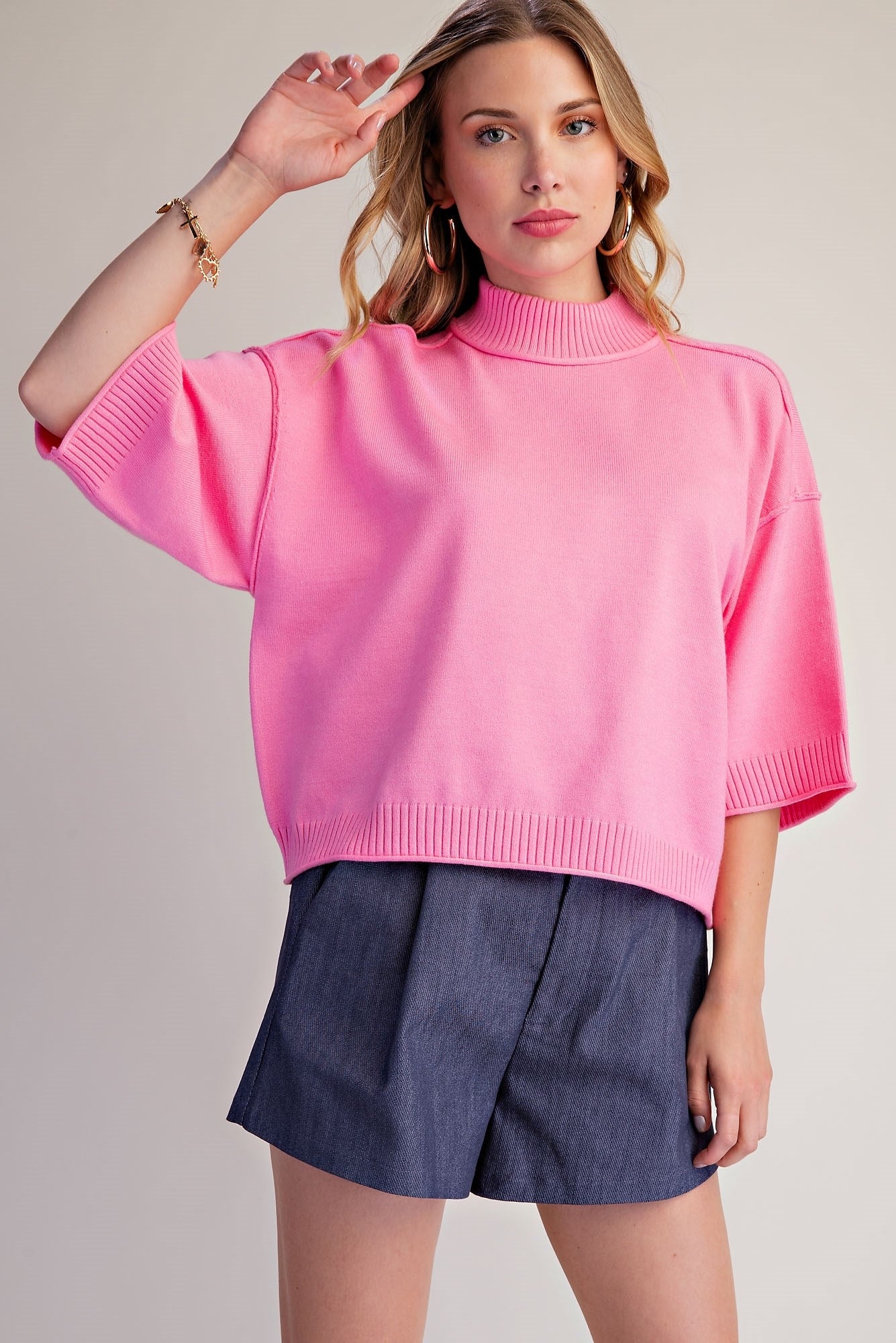 Mock 3/4 Sleeve Sweater