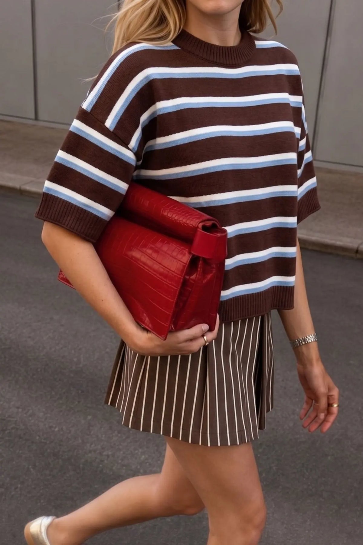 Crew Neck Striped Sweater
