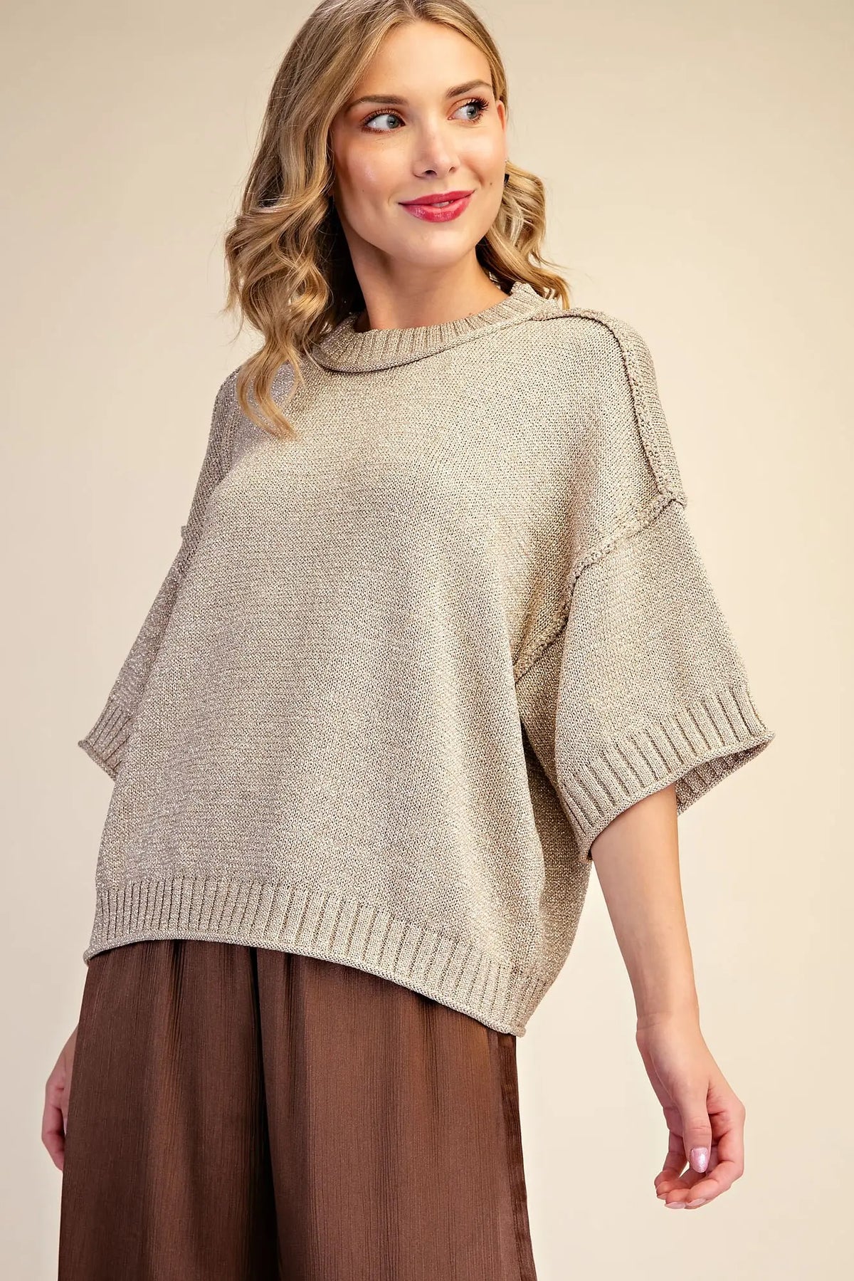 Round Neck Lurex Sweater