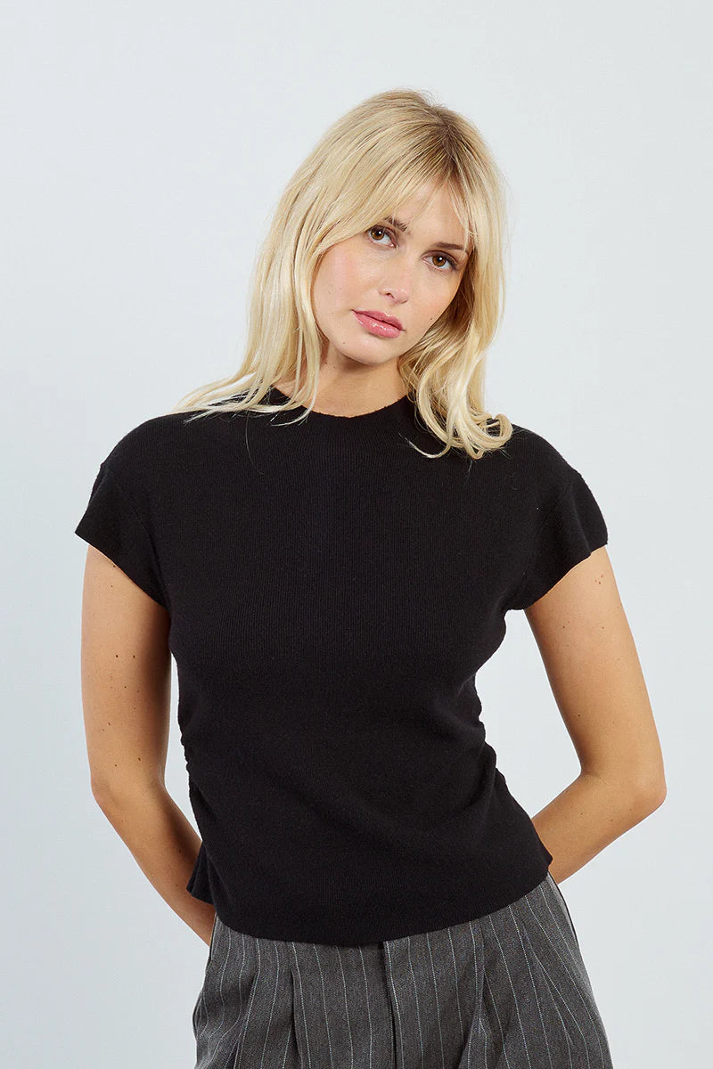 Mock Neck Short Sleeve Sweater