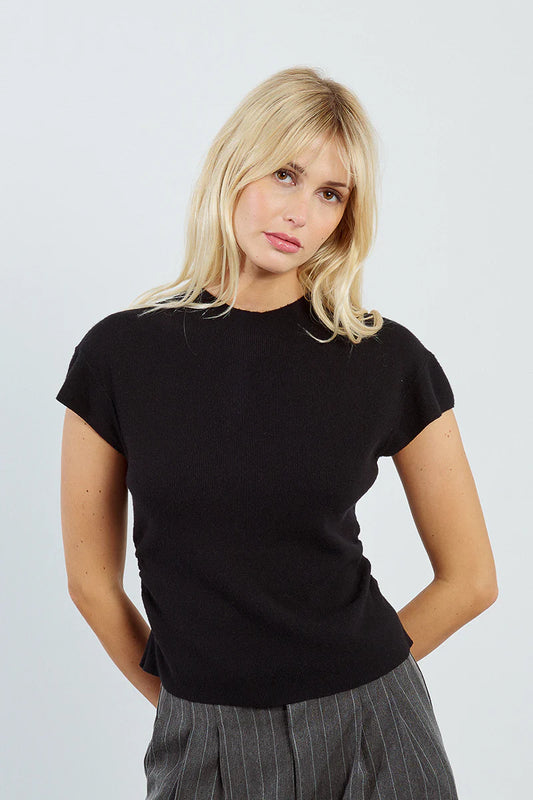 Mock Neck Short Sleeve Sweater