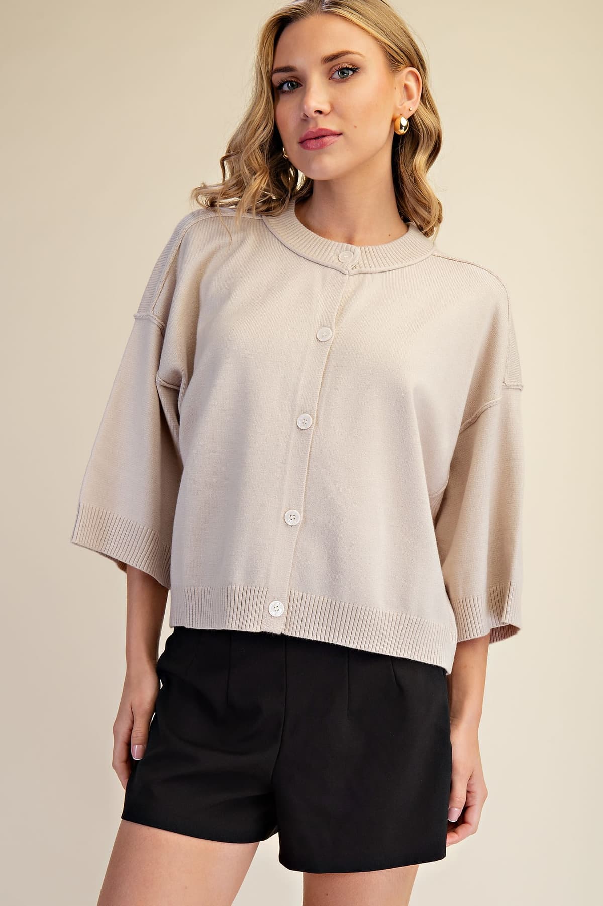Cardigan Sweater Crew Neck