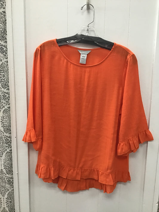 Elbow Sleeve Scoop Neck Ruffle Top