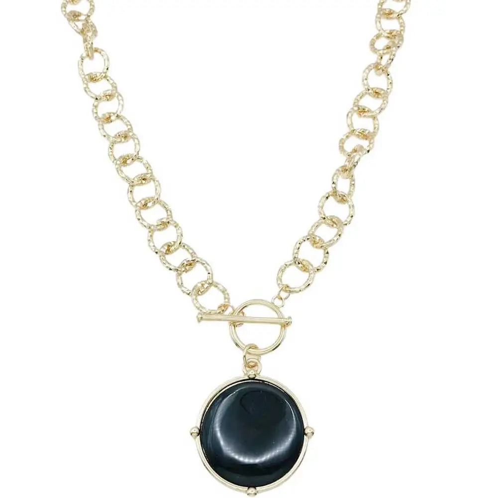 Open Chain w/ Circle Stone Necklace