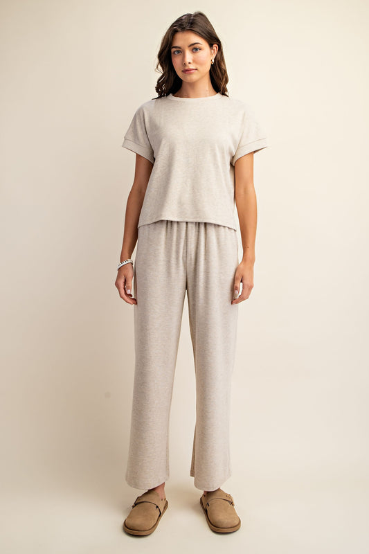 Short Sleeve Knit Pant Set