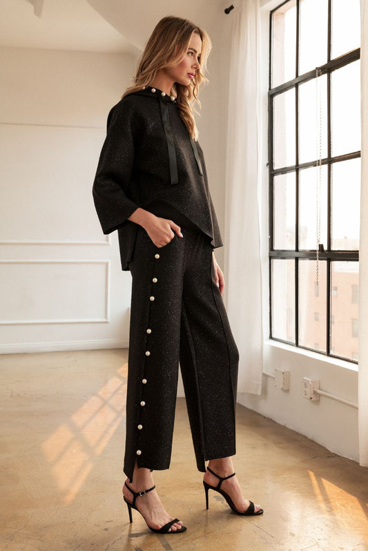 Farrah French Scuba Pearl Pant Set