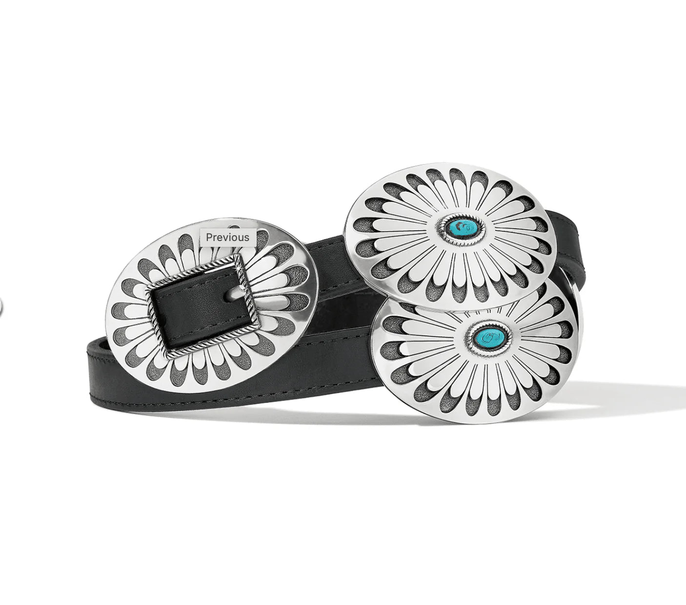 Blackbird Black Leather With Turquoise Detail Belt