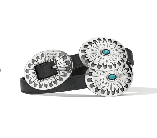 Blackbird Black Leather With Turquoise Detail Belt