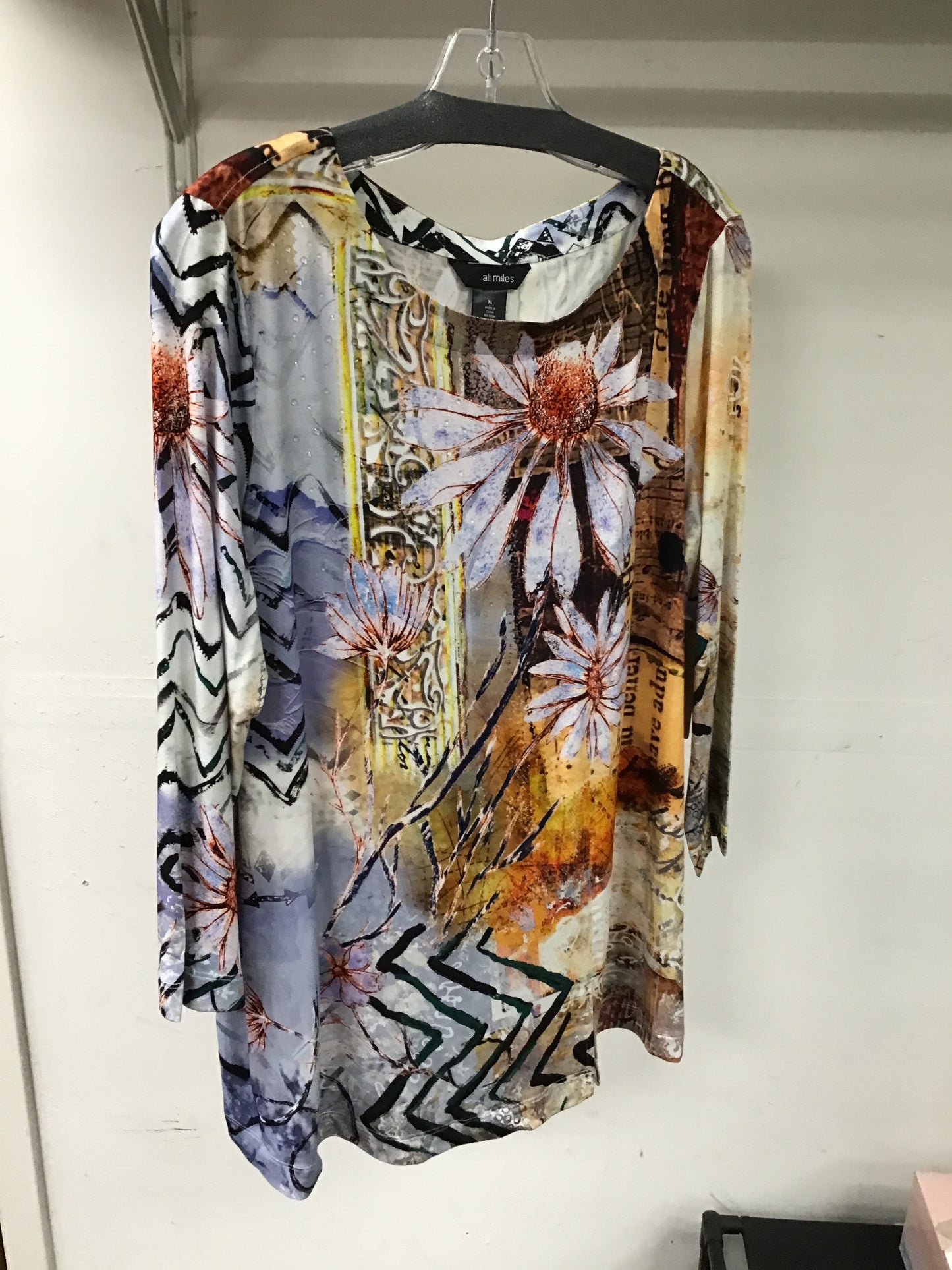 Ali Miles Printed Knit 3/4 Sleeve Tunic