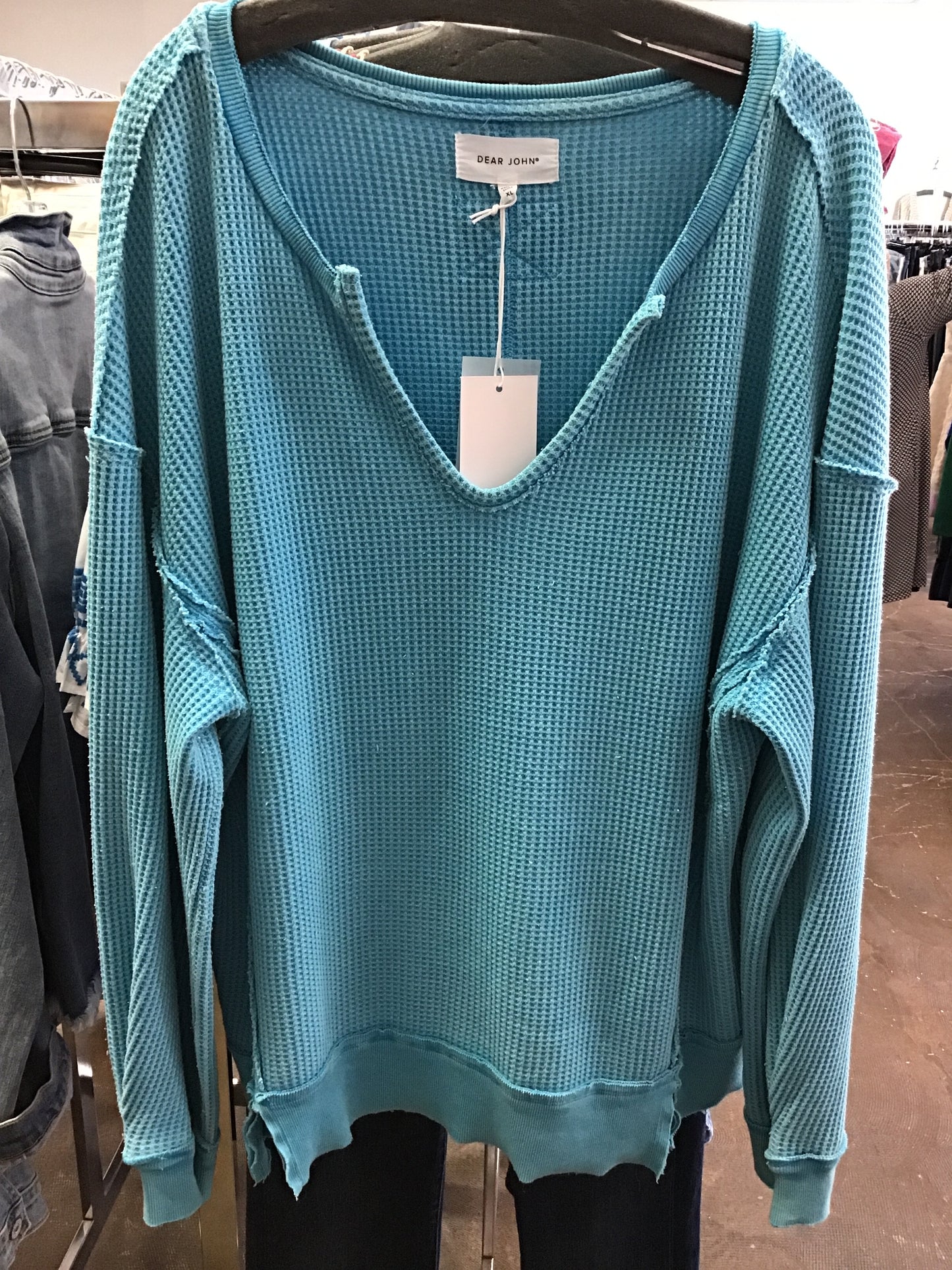 Dear John Light Blue Waffle Knit Top