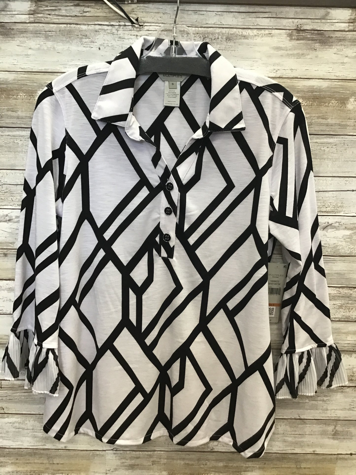 Pleated Flounce 3/4 Sleeve Top