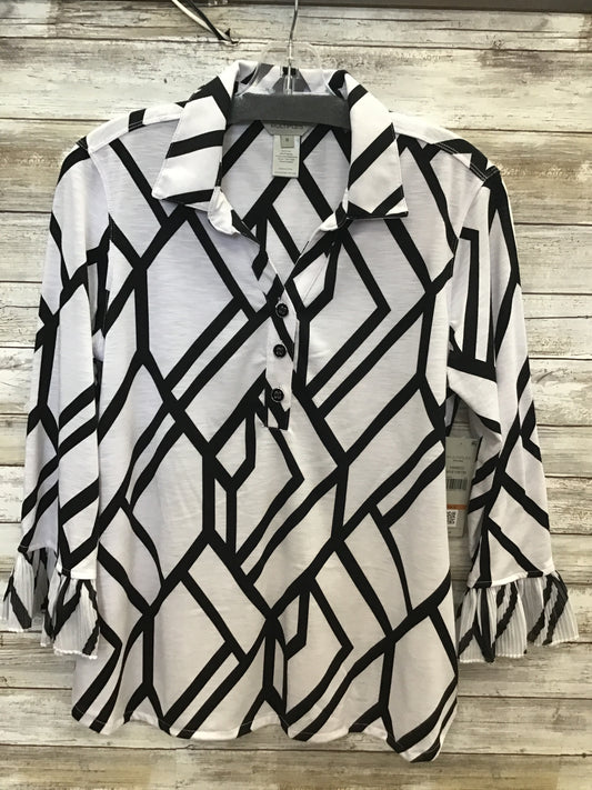 Pleated Flounce 3/4 Sleeve Top