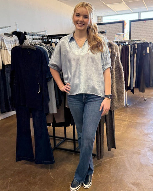 Metallic 1/2 Dolman Sleeves Top