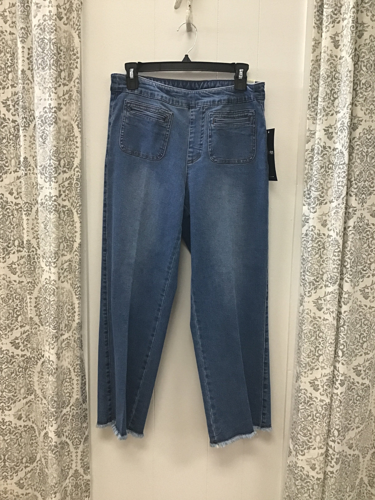 Fringe Hem Wide Leg Crop Jean