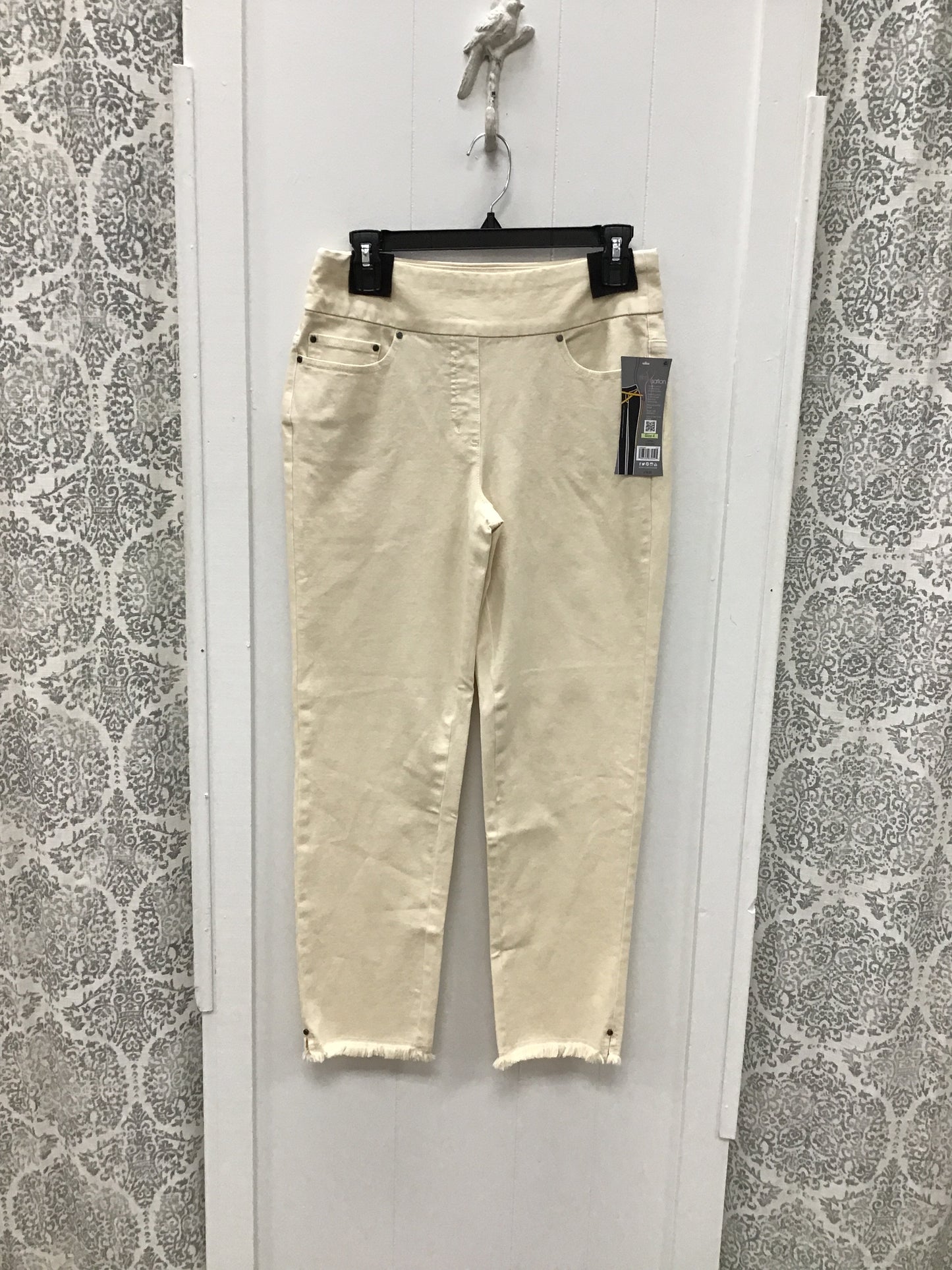 Pull On Fringe Hem Ankle Pant