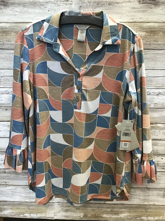 Pleated Flounce 3/4 Sleeve Top