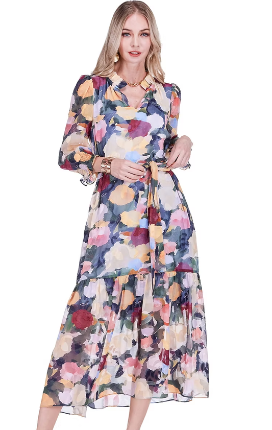 Split Neck Maxi Dress