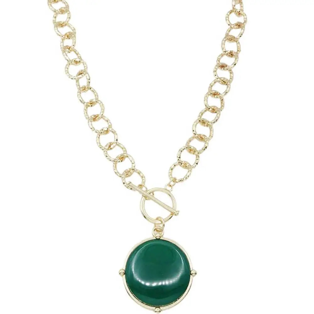 Open Chain w/ Circle Stone Necklace