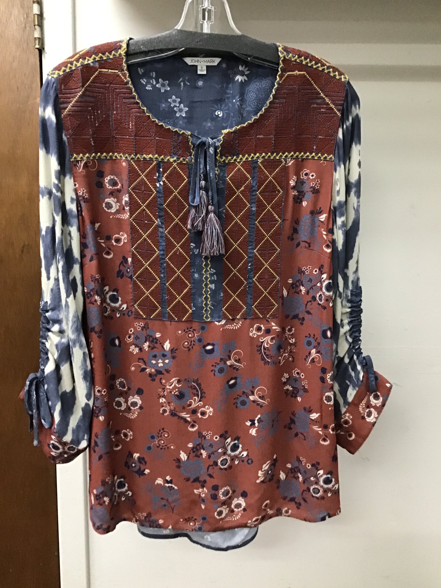 John Mark Mixed Print Tassel Tie Tunic