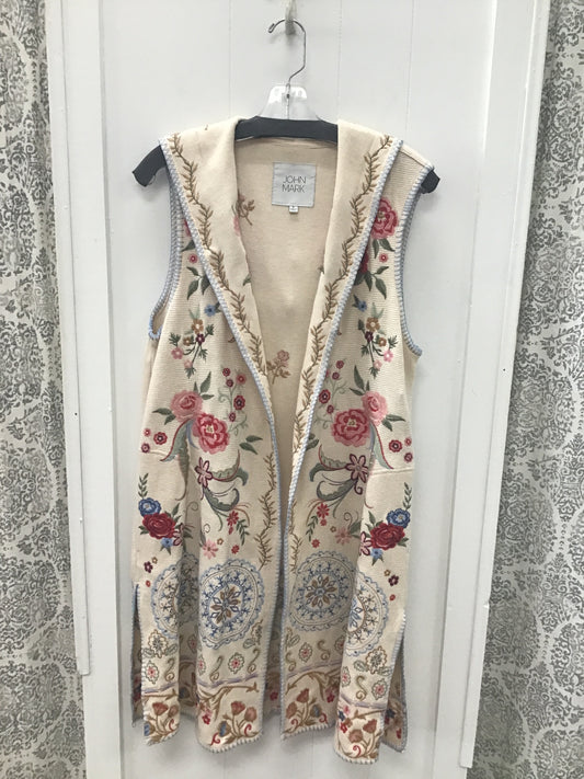 Knit Embroidery Open Front Vest with Hood