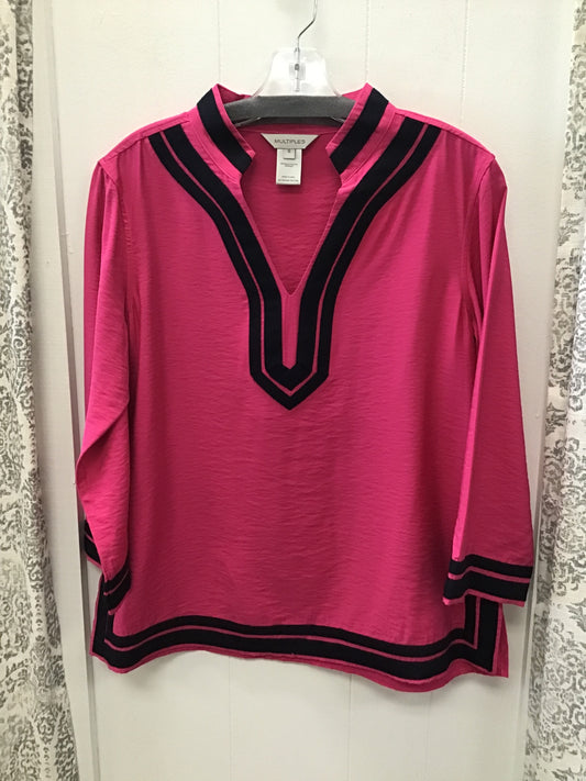 3/4 Sleeve Notch Neck Stand Collar Top