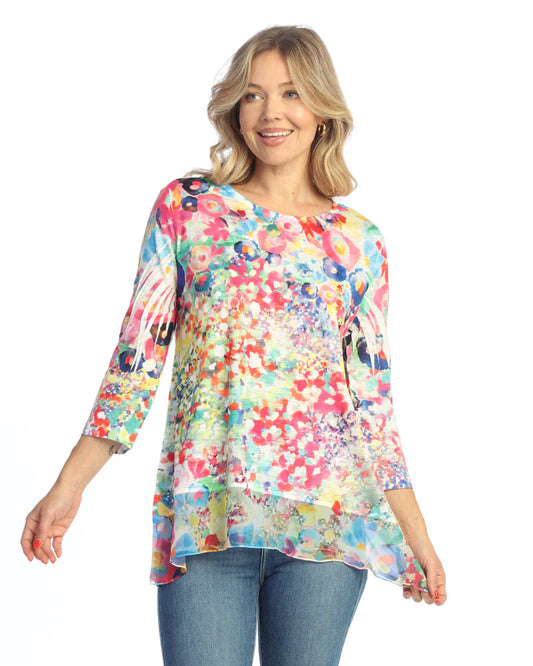 Meadows Animal Print Chiffon Hem Top