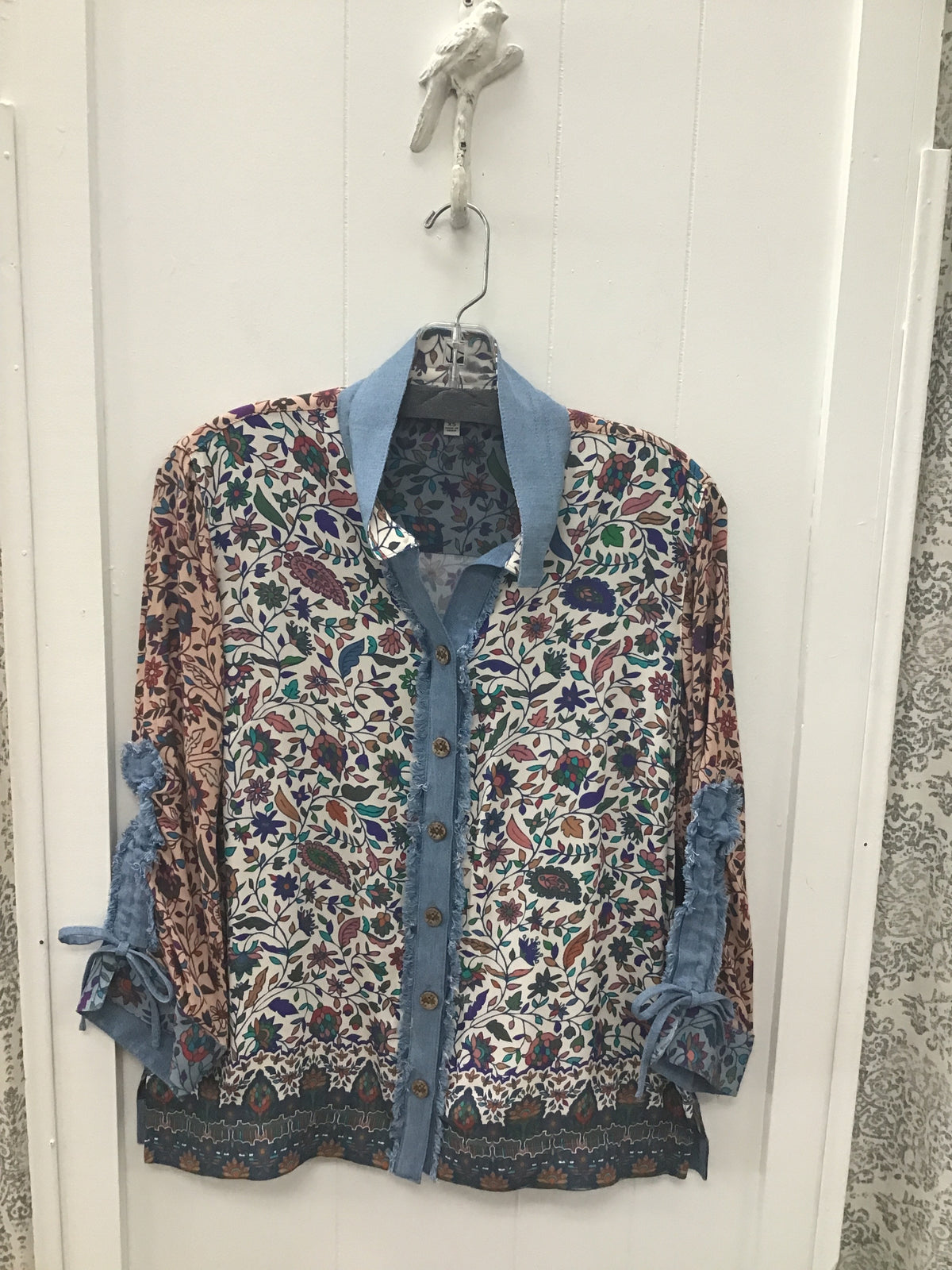 Woven Mixed Collared Button Down