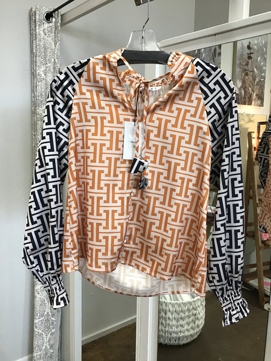 THML Orange & Blue Patterned Top