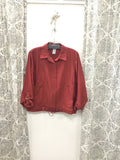 Roll Tab Snap Front Drawstring Waist Woven Jacket