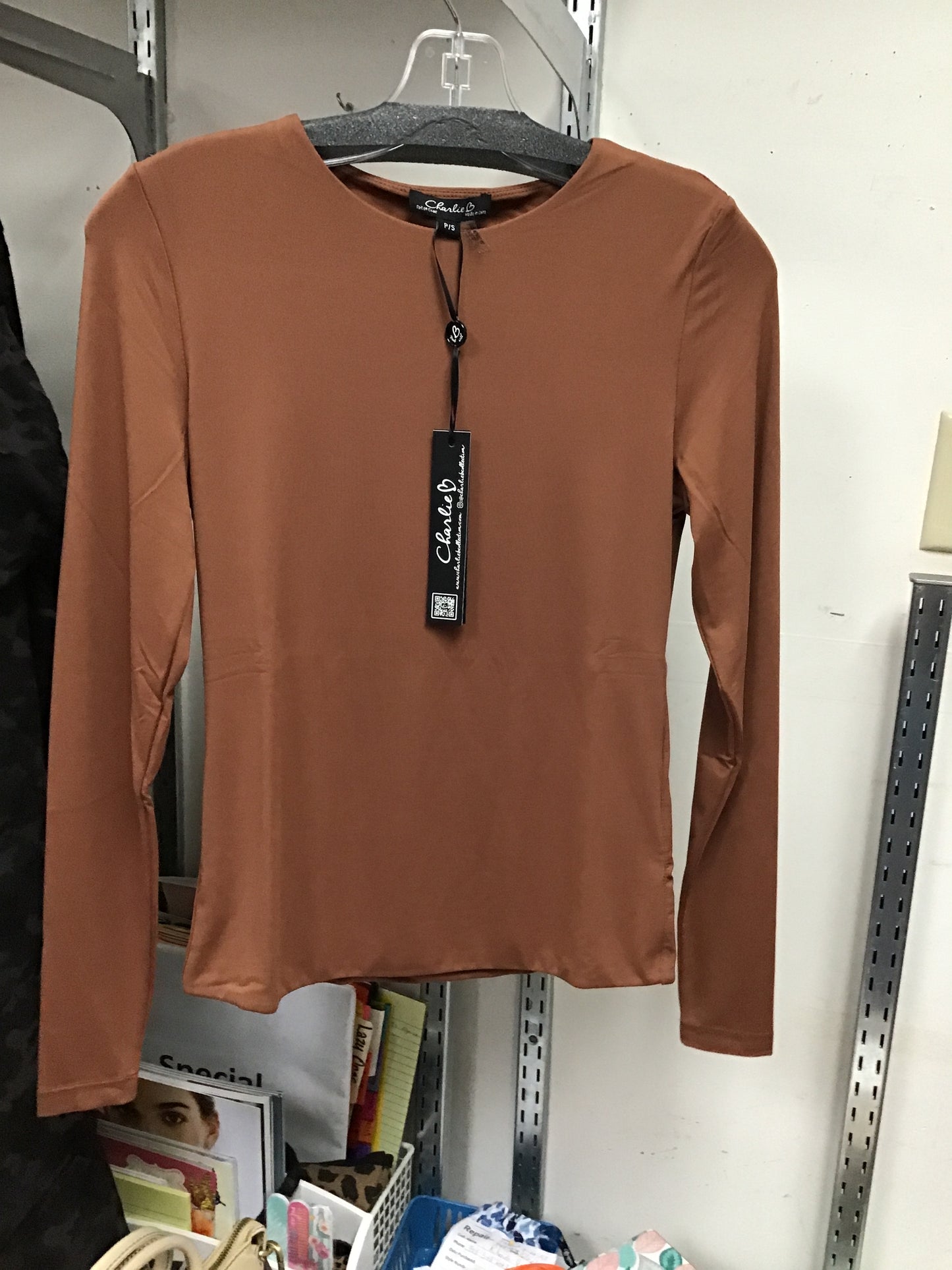 Charlie B Crew Neck Long Sleeve Top