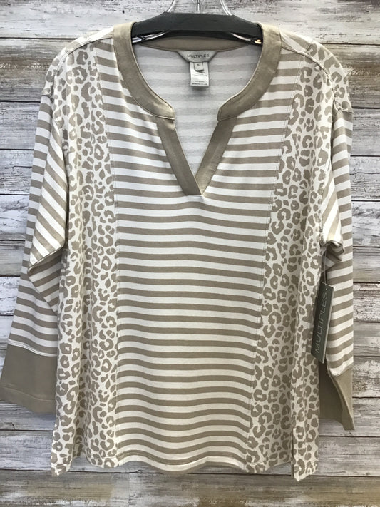 3/4 Sleeve Drop Shoulder Band Collar Top