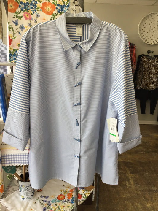 Multiples Americana Blue Striped Top