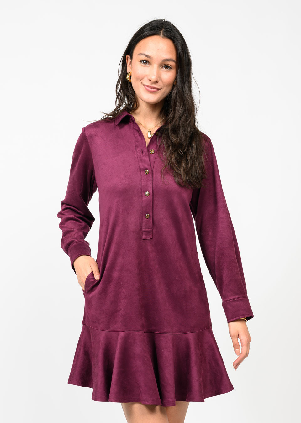 Suede Swing Shirtdress