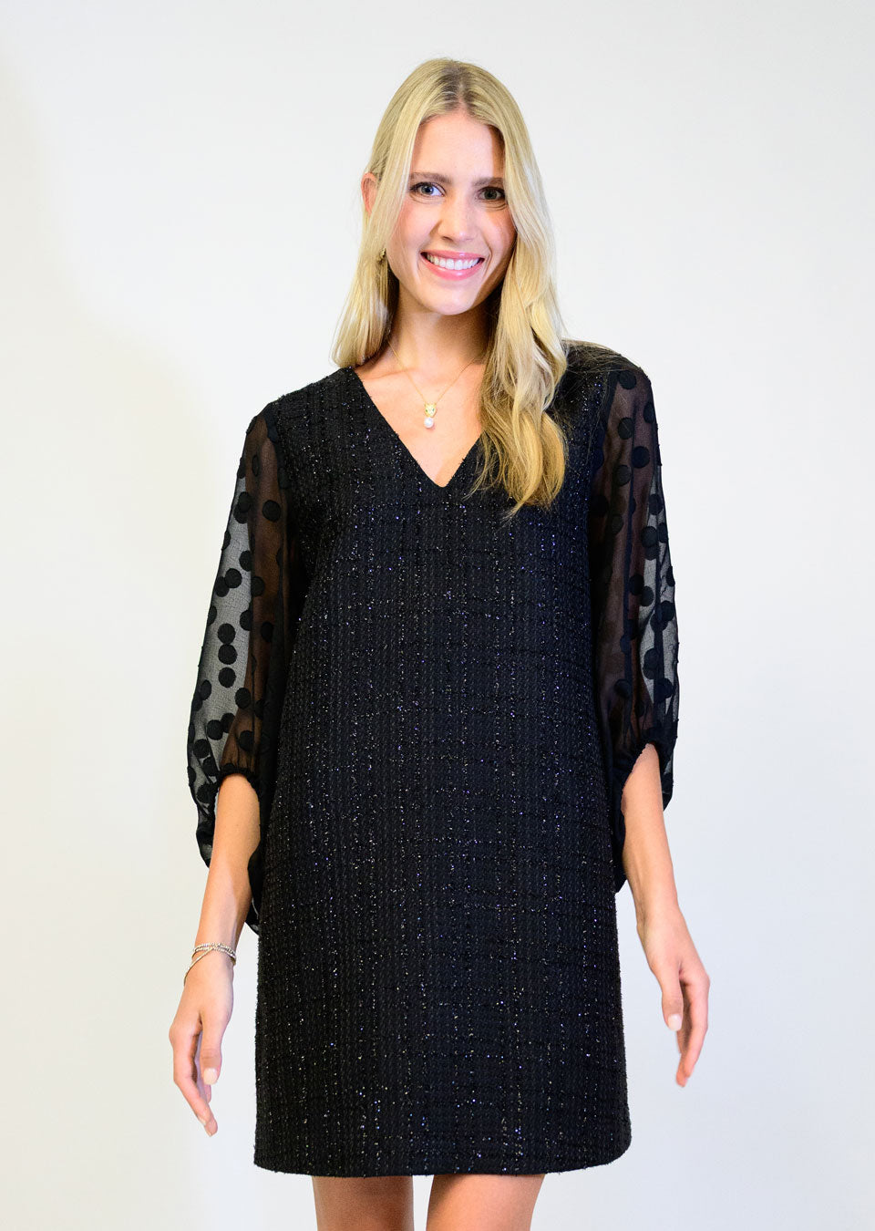 Sheer Sleeve Shift Dress