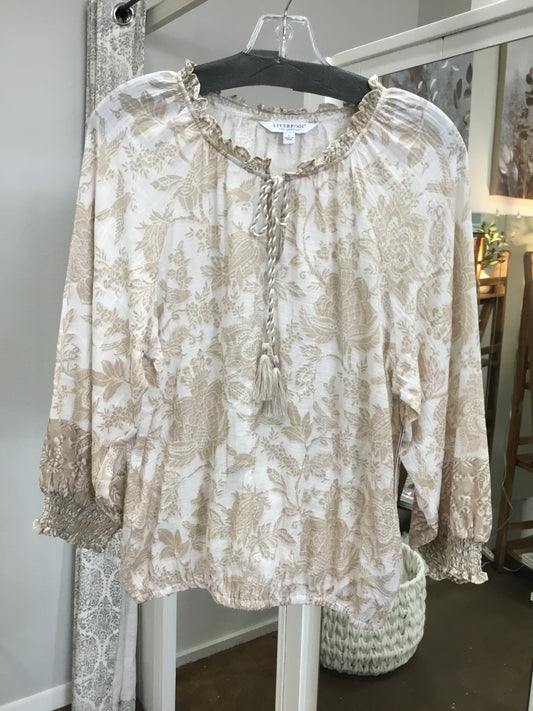 Liverpool Tan & White Paisley Top