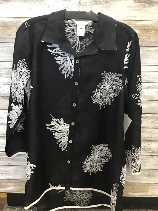 3/4 Sleeve Button Front Shear Shirt