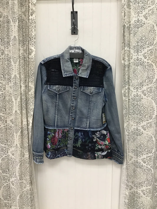 Denim Button-Front 3/4 Sleeve Jacket