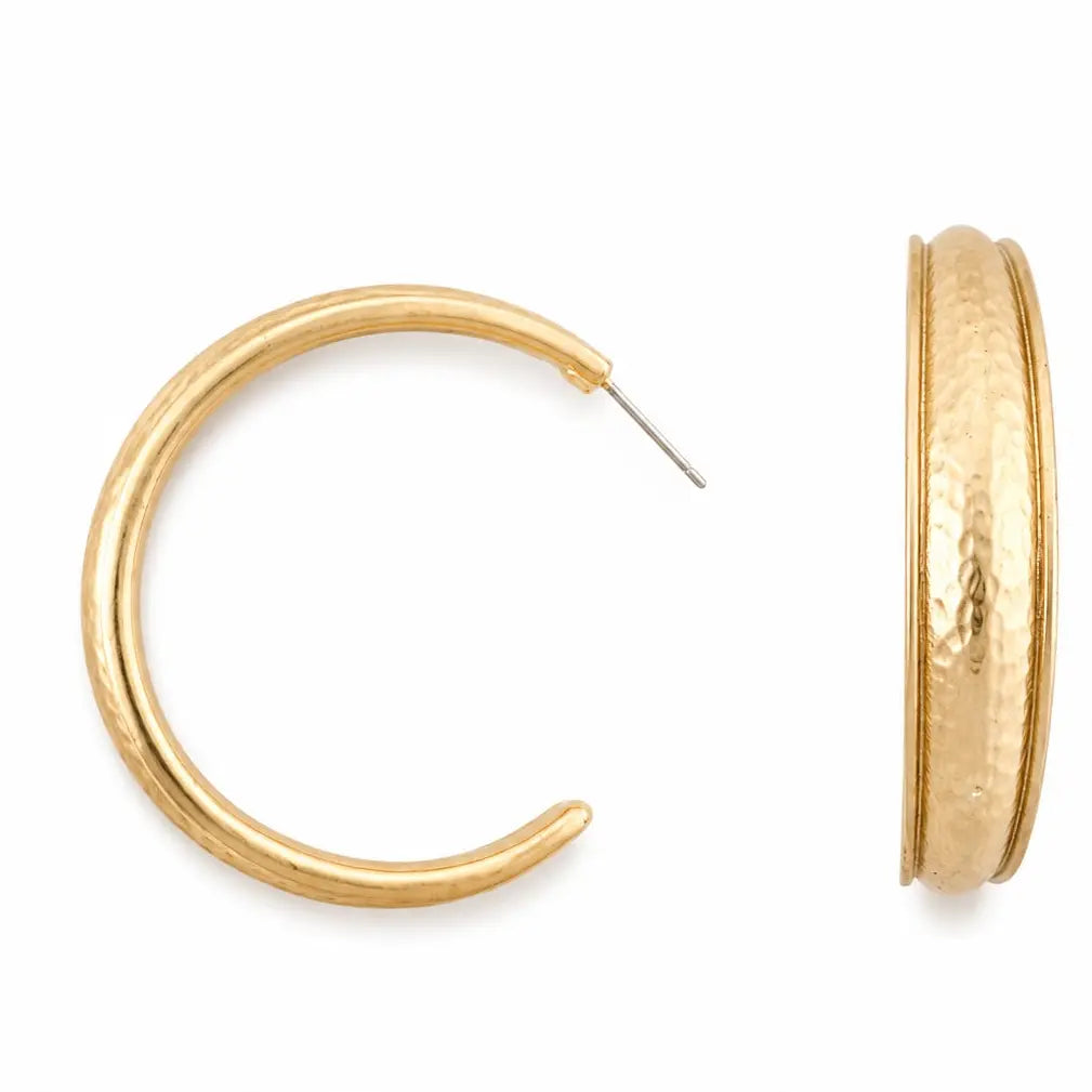 Gold Hammered Hoop Earring