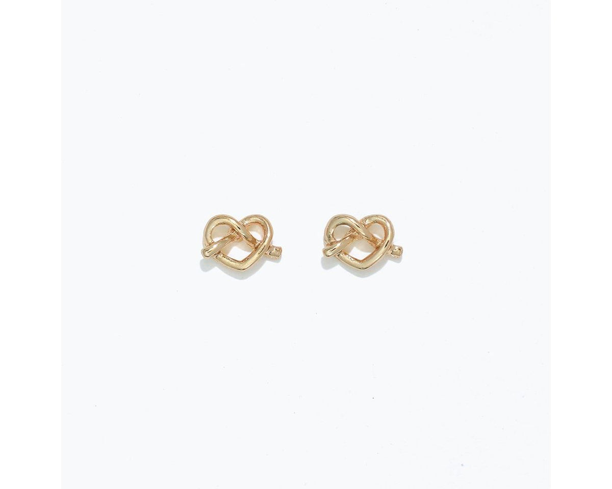 Gold Heart With Twist Earrings