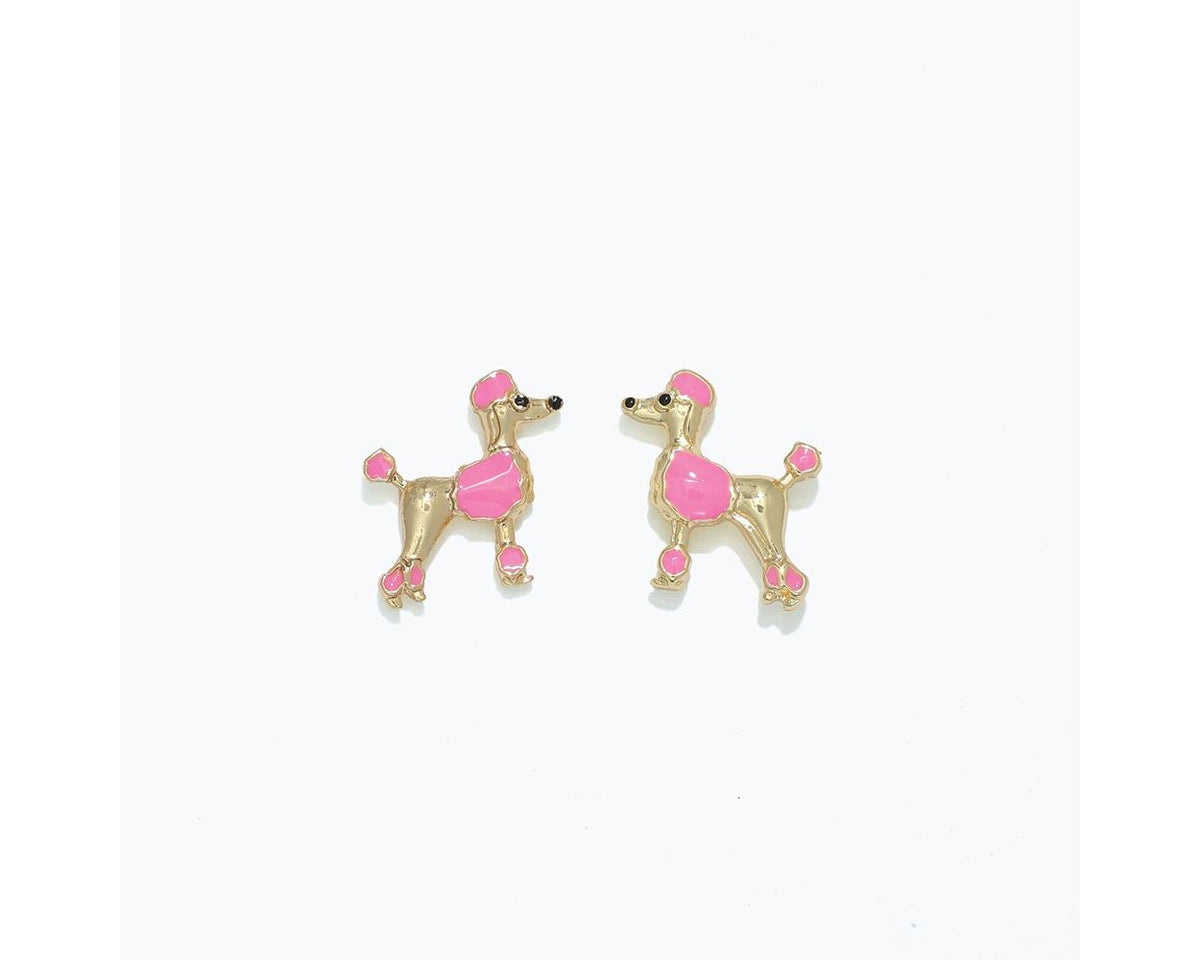 Pink & Gold Poodle Earrings